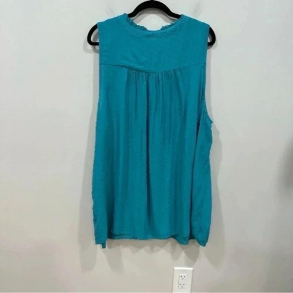 Torrid Swiss Dot Ruffle Trim Mock Neck Top 4 (4x) - Picture 3 of 8